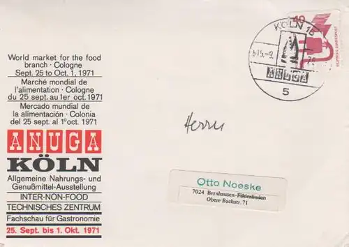 Köln - Postkarte - Stempel Anuga 1975 - 1975