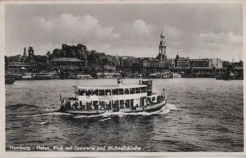 Hamburg - Hafen, Blick auf Seewarte - ca. 1955