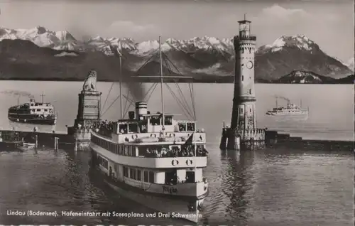 Lindau - Hafeneinfahrt mit Scesaplana - ca. 1960