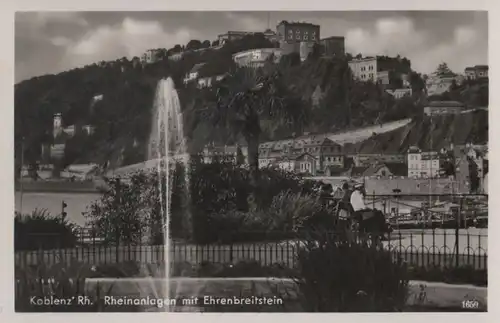 Koblenz - Rheinanlagen mit Ehrenbreitstein - ca. 1955