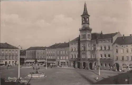 Oelsnitz - Markt mit Rathaus - 1938