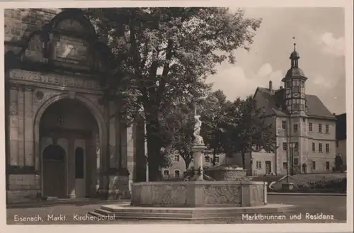 Eisenach - Marktbrunnen und Residenz - ca. 1950