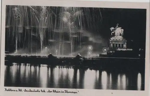 Koblenz - Deutsches Eck, Rhein in Flammen - ca. 1940