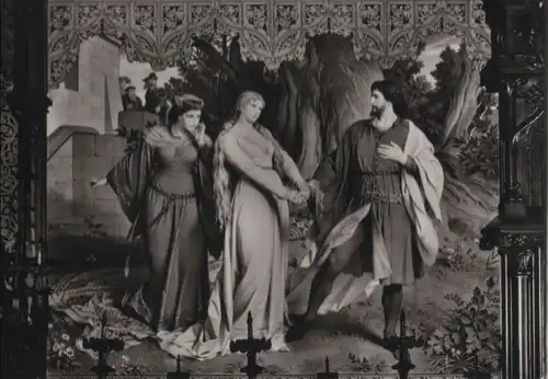 Schwangau Neuschwanstein - Wandgemälde, Tristans Abschied von Isolde - ca. 1960