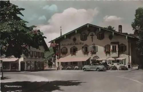Oberammergau - Dorfplatz und Hotel Alte Post - ca. 1965