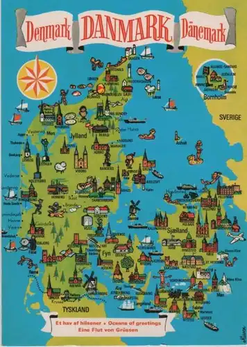 Dänemark - Dänemark - Dänemark - Danmark - Übersichtskarte - 1985