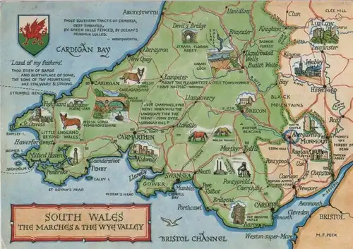 Großbritannien - Großbritannien - Südwales - Übersichtskarte - ca. 1980
