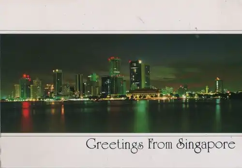 Singapur - Singapur - Singapore - Night view of Shenton Way from sea - 1989