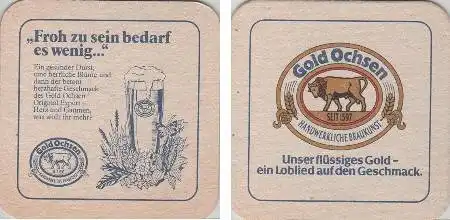 Bierdeckel quadratisch - Gold Ochsen - froh zu sein