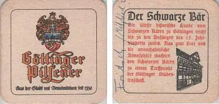 Bierdeckel quadratisch - Göttinger Pilsener - Schwarzer Bär