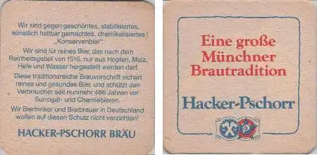 Bierdeckel quadratisch - Hacker-Pschorr - für reines Bier