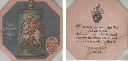 Bierdeckel 8-eckig - Becks - Ansbacher Walzenkrug