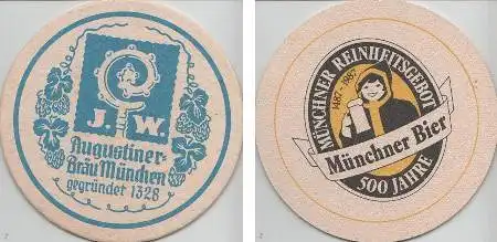 Bierdeckel rund - Augustiner - 550 J. Münchner Bier
