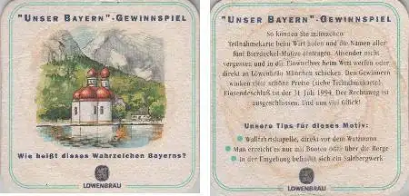 Bierdeckel quadratisch - Löwenbräu - Bartholomä