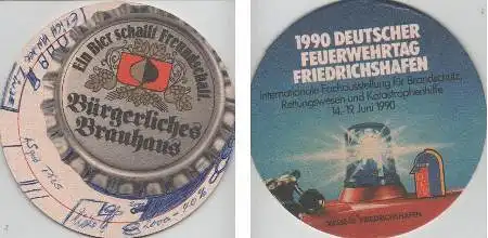 Bierdeckel rund - Bürgerliches Brauhaus - 1990 Feuerwehrtag