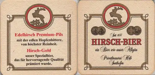 Bierdeckel quadratisch - Hirsch-Bier