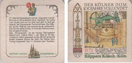 Bierdeckel quadratisch - Küppers - Köln Dom Kaiserglocke