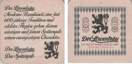 Bierdeckel quadratisch - Löwenbräu - Spitzenpils - Nadelloch