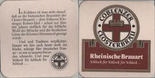 Bierdeckel quadratisch - Coblenzer Closterbräu