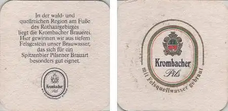 Bierdeckel quadratisch - Krombacher - Pilsener Brauart