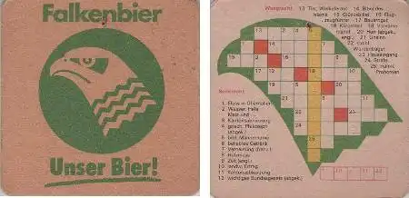 Bierdeckel quadratisch - Falkenbier - Kreuzwort