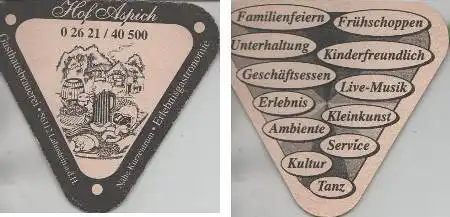 Bierdeckel Sonderform - Hof Aspich - Gasthausbrauerei