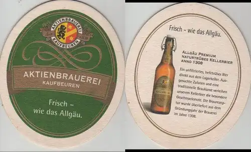 Bierdeckel oval - Aktien-Brauerei, Kaufbeuren