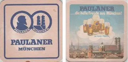 Bierdeckel quadratisch - Paulaner - Freude aus München