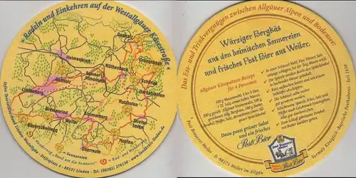 Bierdeckel rund - Post-Brauerei, Weiler