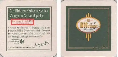 Bierdeckel quadratisch - Bitburger - 1999 - Trainingsanzüge