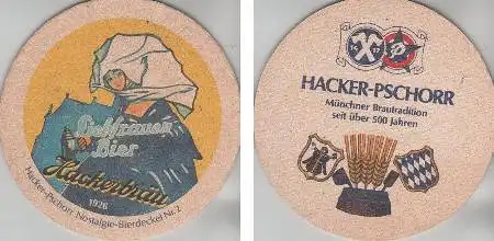 Bierdeckel rund Hacker-Pschorr - Liebfrauen Bier - Nadelloch