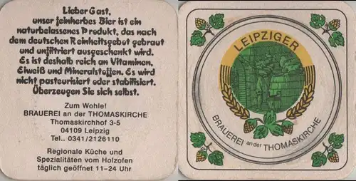 Bierdeckel quadratisch - Leipziger Brauerei an der Thomaskir