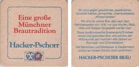 Bierdeckel quadratisch - Hacker-Pschorr - kein Konservenbier