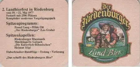 Bierdeckel quadratisch - Riedenburger - Landbierfest 1977