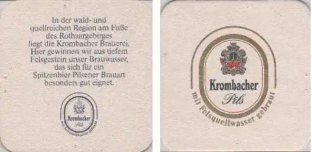 Bierdeckel quadratisch - Krombacher - genadelt