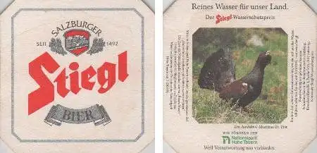 Bierdeckel quadratisch - Stiegl - Das Auerhuhn