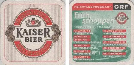 Bierdeckel quadratisch - Kaiser - 1998 - ORF Frühschoppen