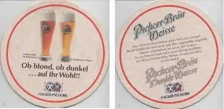 Bierdeckel rund - Hacker-Pschorr - ob blond - ob dunkel