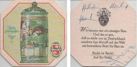 Bierdeckel 8-eckig - Becks - Jagdhumpen Hessen
