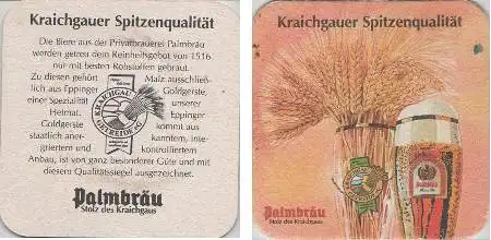 Bierdeckel quadratisch - Palmbräu Spitzenqualität Kraichgau