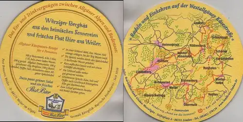 Bierdeckel rund - Post-Brauerei, Weiler