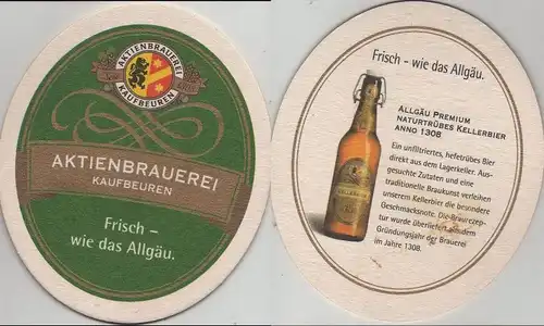 Bierdeckel oval - Aktien-Brauerei, Kaufbeuren