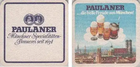 Bierdeckel quadratisch - Paulaner - helle Freude aus München