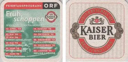 Bierdeckel quadratisch - Kaiser - ORF Feiertagsprogramm 1998