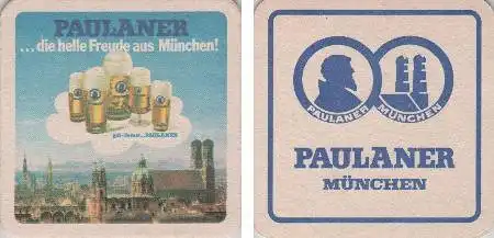 Bierdeckel quadratisch - Paulaner - helle Freude München