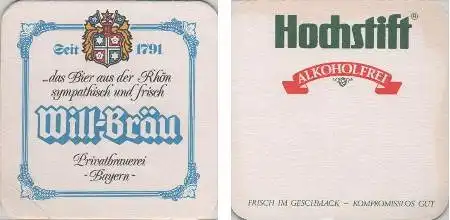 Bierdeckel quadratisch - Will Bräu - Rhön