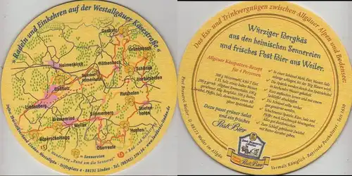 Bierdeckel rund - Post-Brauerei, Weiler