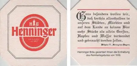 Bierdeckel quadratisch - Henninger - Text Wilhelm IV