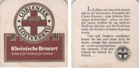 Bierdeckel quadratisch - Coblenzer Closterbräu - rheinisch