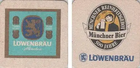 Bierdeckel quadratisch - Löwenbräu - Münchner Bier